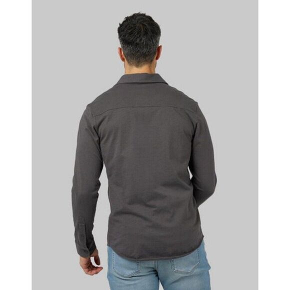 32 Degrees Mens Long Sleeve Soft Knit 100% Cotton Button-Up Shirt Stretch Gray L - Picture 4 of 5